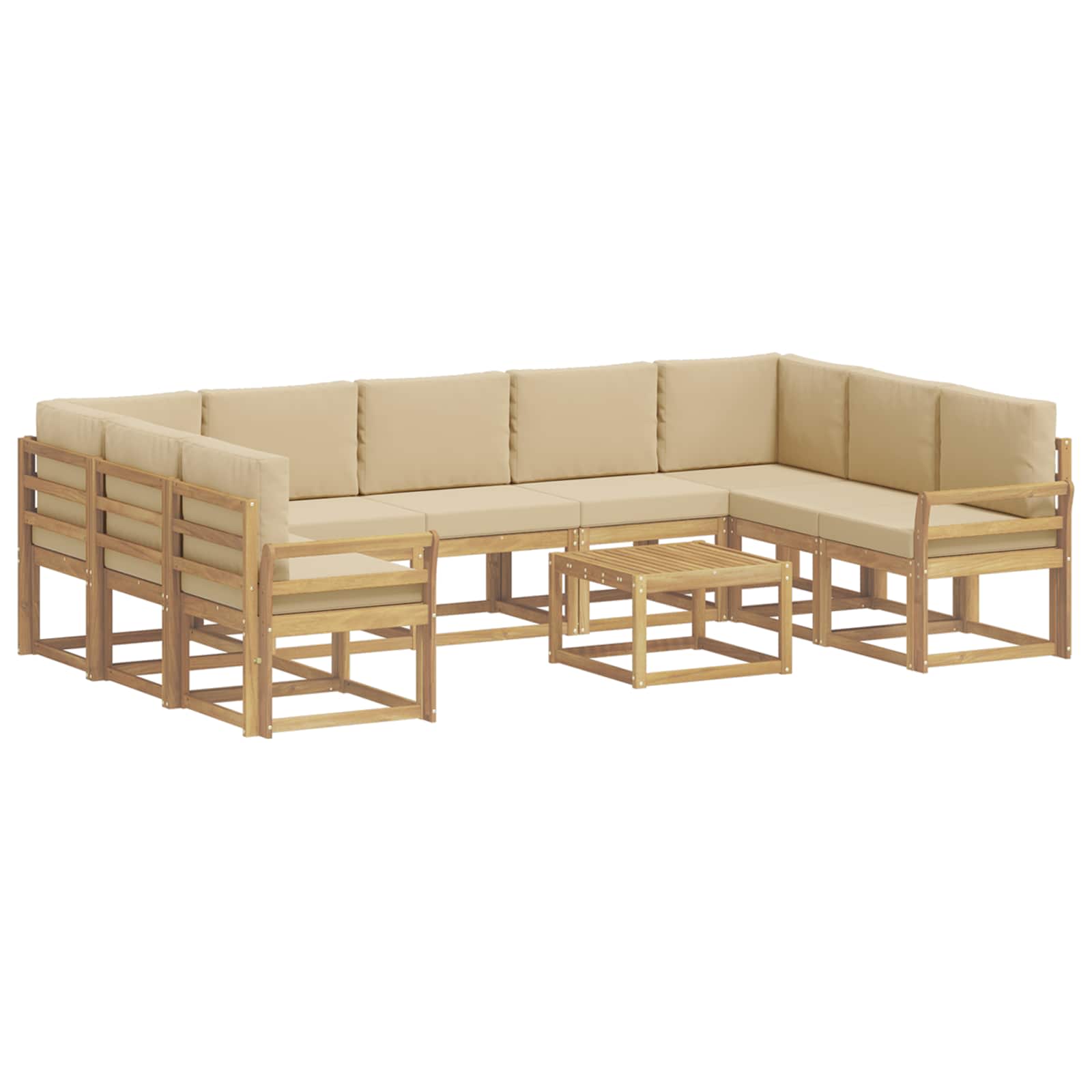 Outdoor-Sofagarnitur 10 pcs Weiß und Beige 59 x 59 x 37 cm