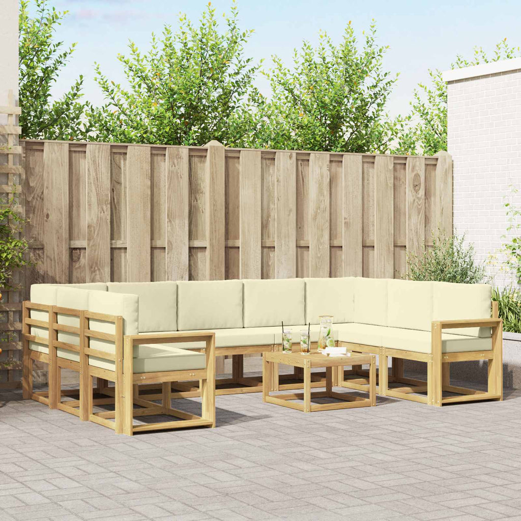 Outdoor-Sofagarnitur 10 pcs Weiß und Creme 59 x 59 x 37 cm