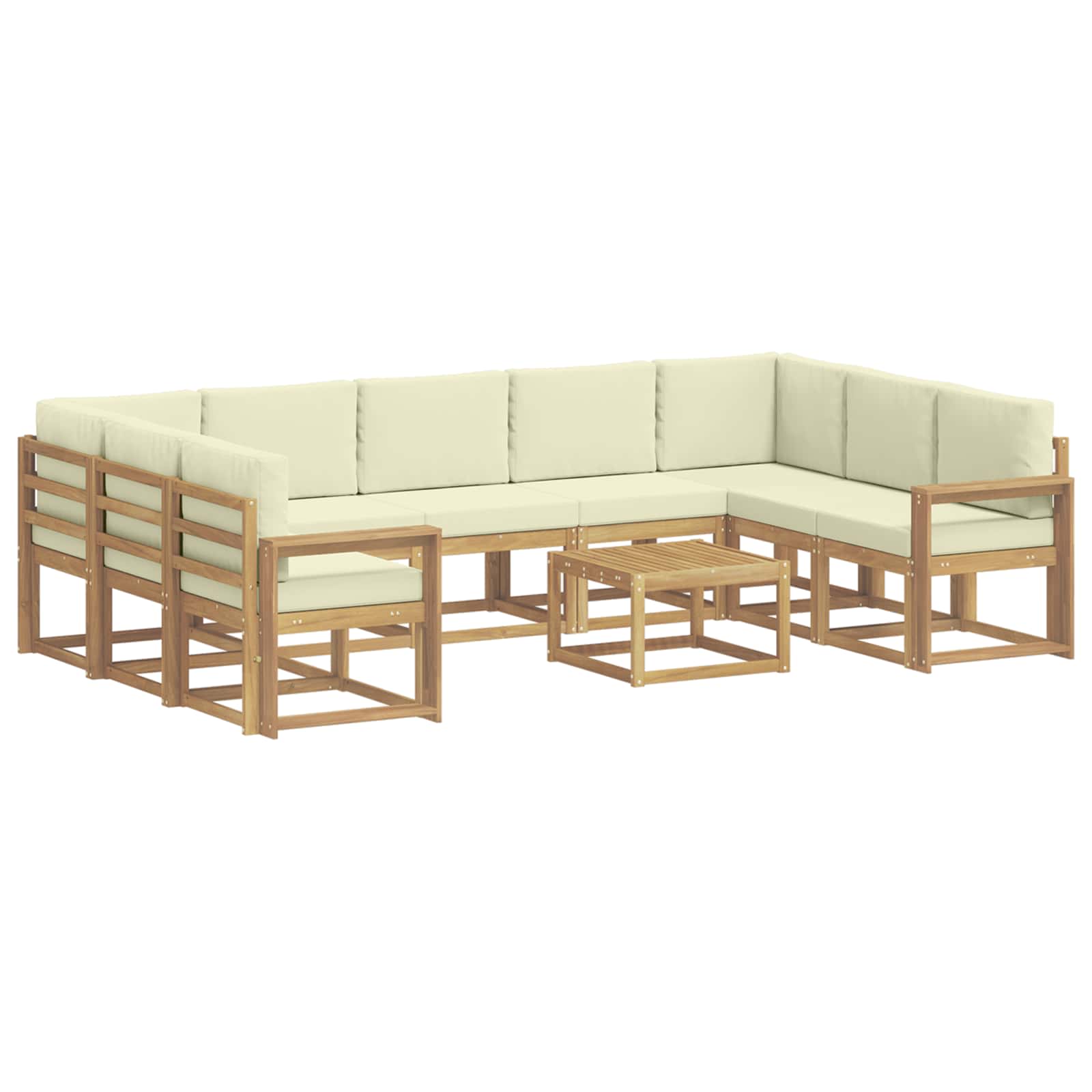 Outdoor-Sofagarnitur 10 pcs Weiß und Creme 59 x 59 x 37 cm