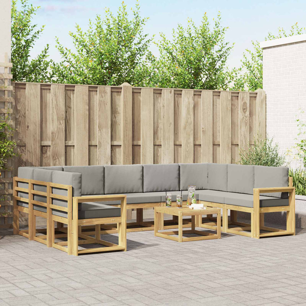 Outdoor-Sofagarnitur 10 pcs Weiß und Hellgrau