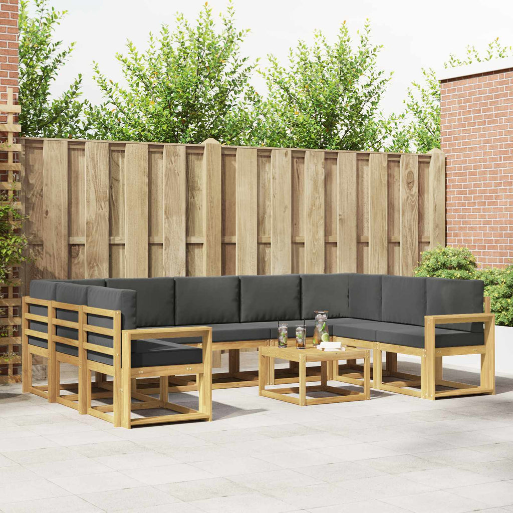 Outdoor-Sofagarnitur 10 pcs Weiß und Anthrazit 59 x 59 x 37 cm