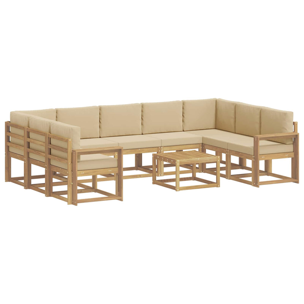 Outdoor-Sofagarnitur 10 pcs Weiß und Beige 59 x 59 x 37 cm