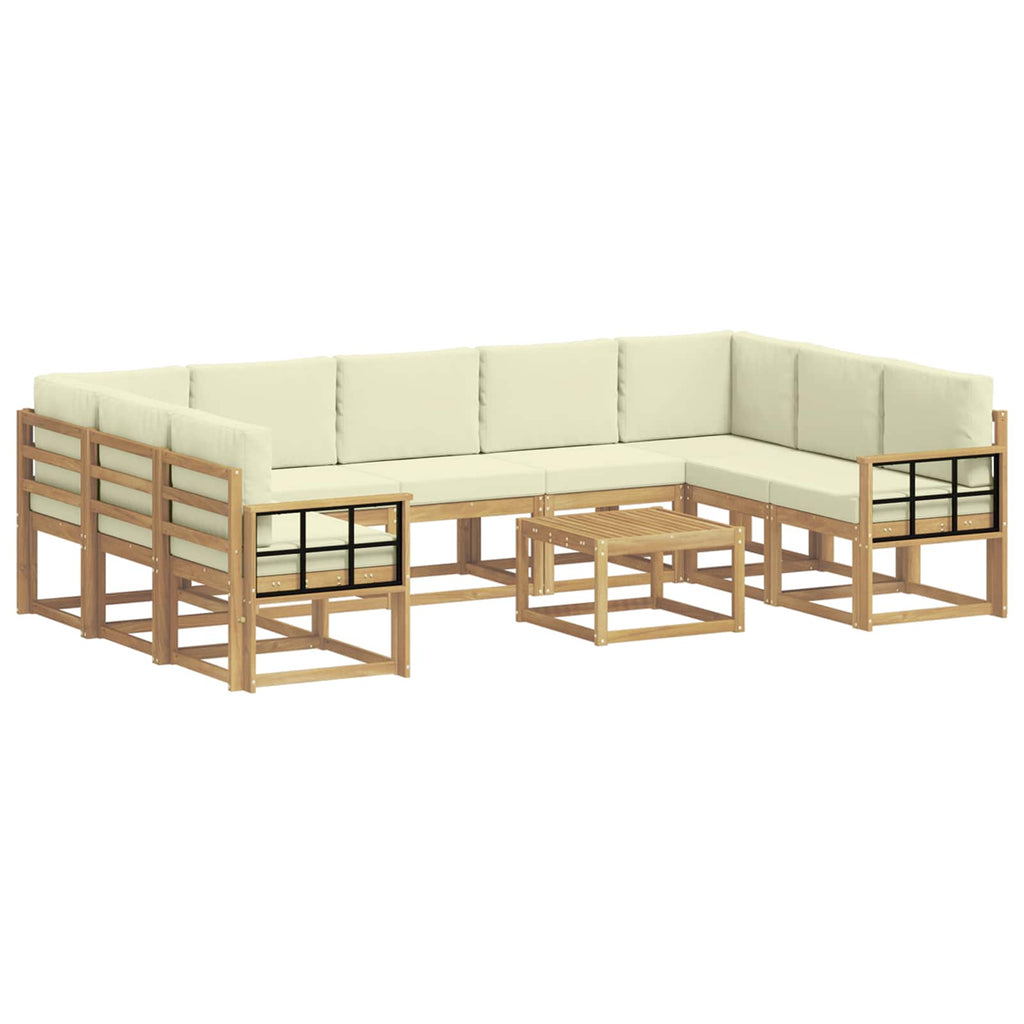Outdoor-Sofagarnitur 10 pcs Weiß und Creme 59 x 59 x 37 cm