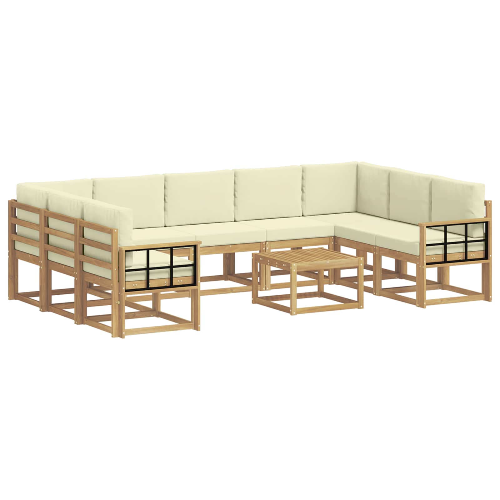 Outdoor-Sofagarnitur 10 pcs Weiß und Creme 59 x 59 x 37 cm
