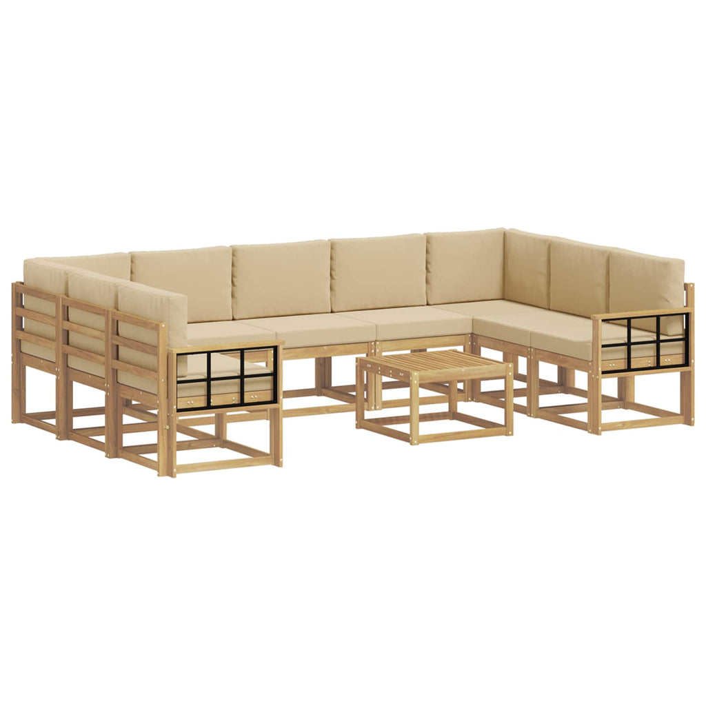 Outdoor-Sofagarnitur 10 pcs Weiß und Beige 59 x 59 x 37 cm