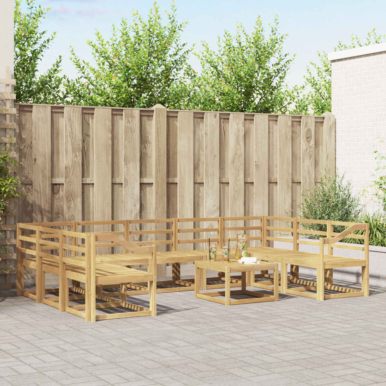 Outdoor-Sofagarnitur 10 pcs Weiß Massivholz Akazie