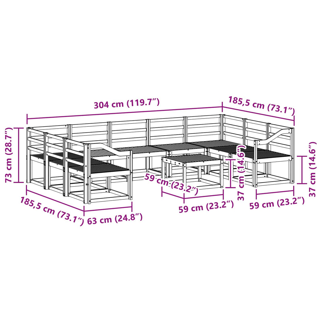 Outdoor-Sofagarnitur 10 pcs Weiß Massivholz Akazie