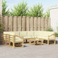 Outdoor-Sofagarnitur 10 pcs Weiß und Creme 59 x 59 x 37 cm