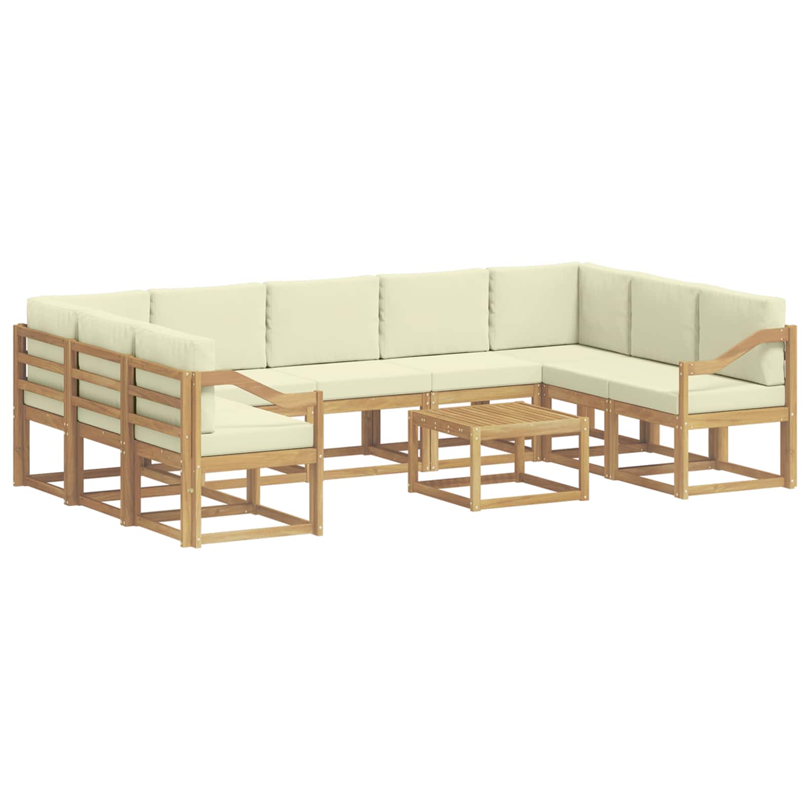 Outdoor-Sofagarnitur 10 pcs Weiß und Creme 59 x 59 x 37 cm