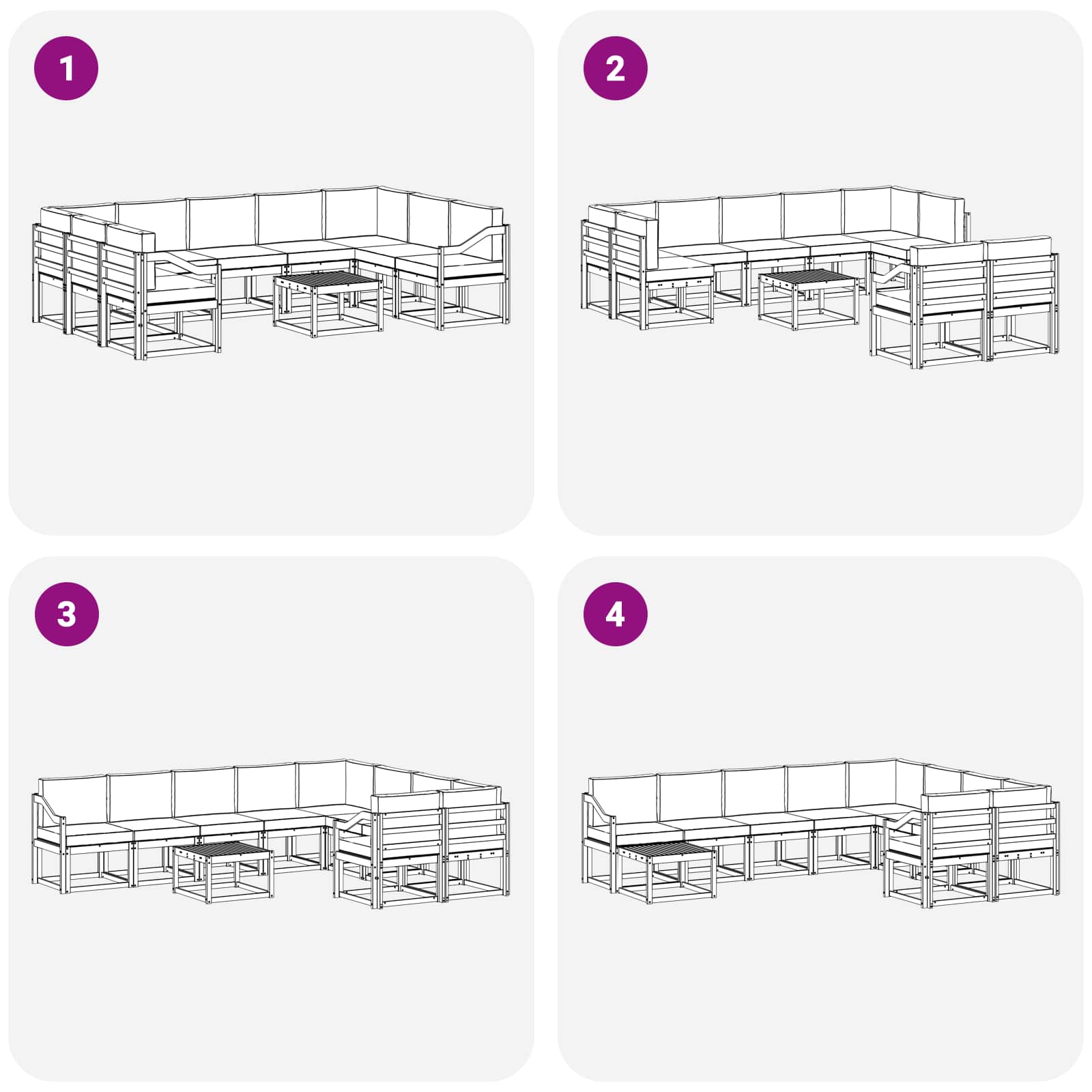Outdoor-Sofagarnitur 10 pcs Weiß und Creme 59 x 59 x 37 cm
