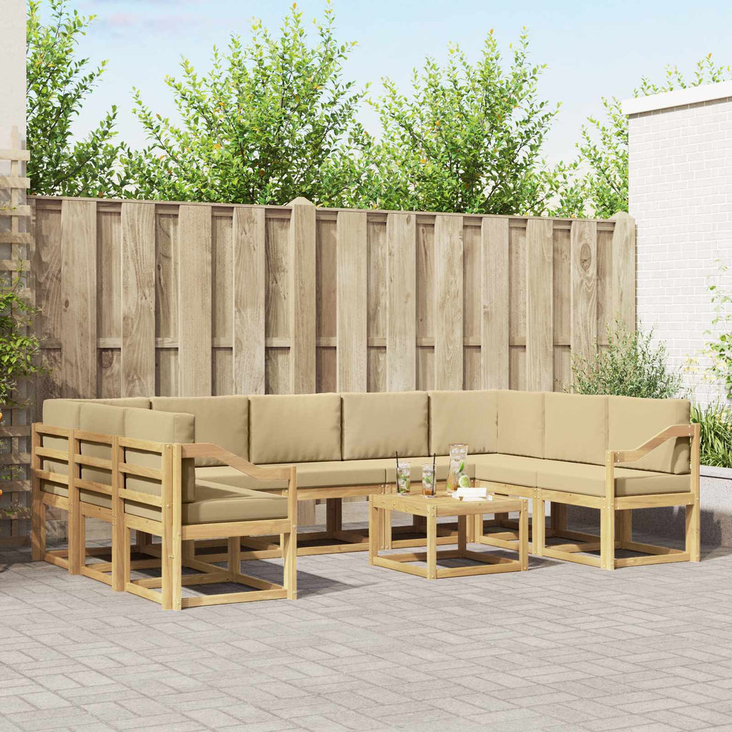 Outdoor-Sofagarnitur 10 pcs Weiß und Beige 59 x 59 x 37 cm