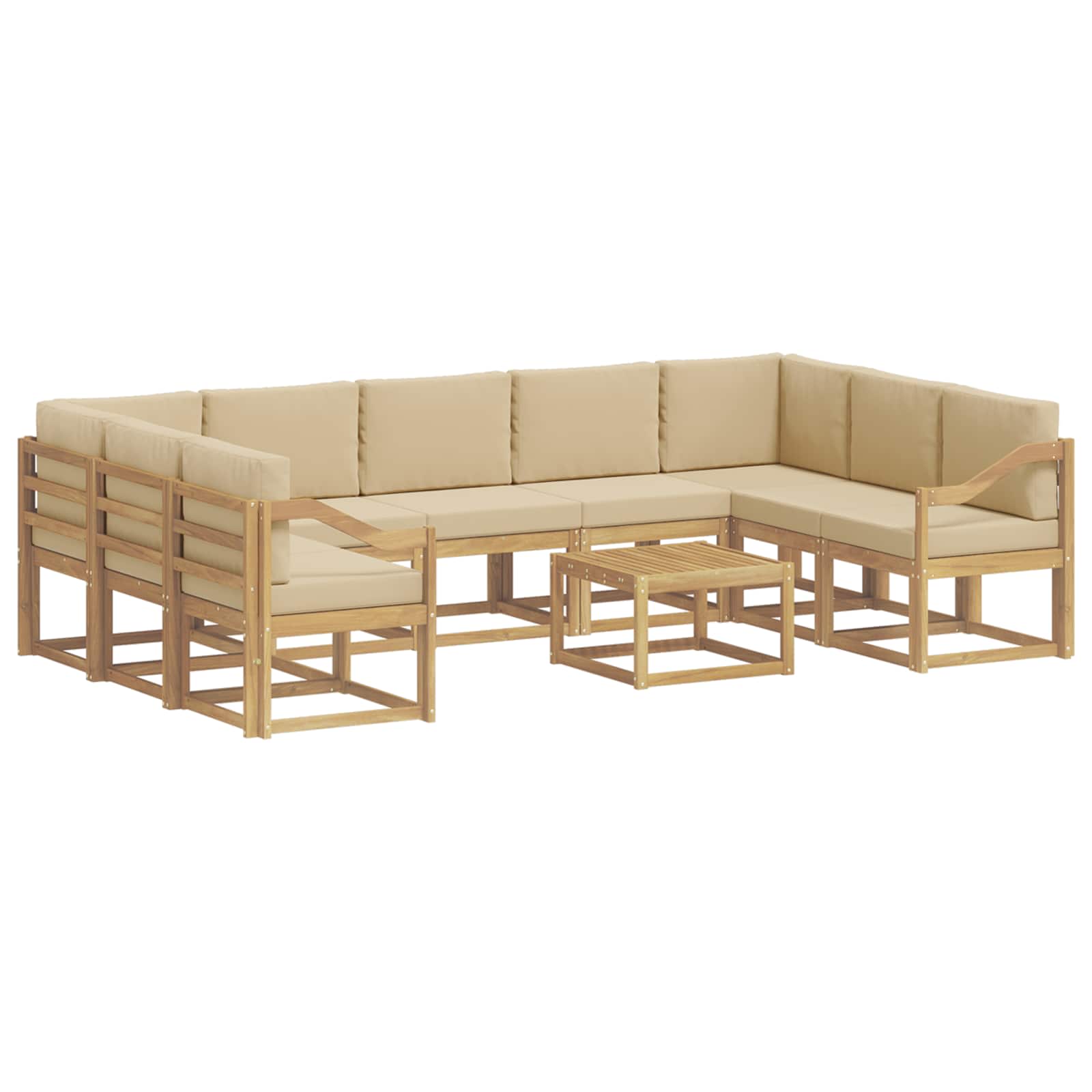 Outdoor-Sofagarnitur 10 pcs Weiß und Beige 59 x 59 x 37 cm