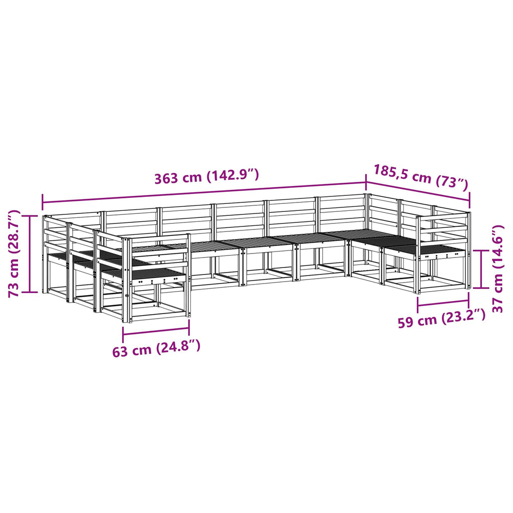 Outdoor-Sofagarnitur 10 pcs Weiß Massivholz Akazie