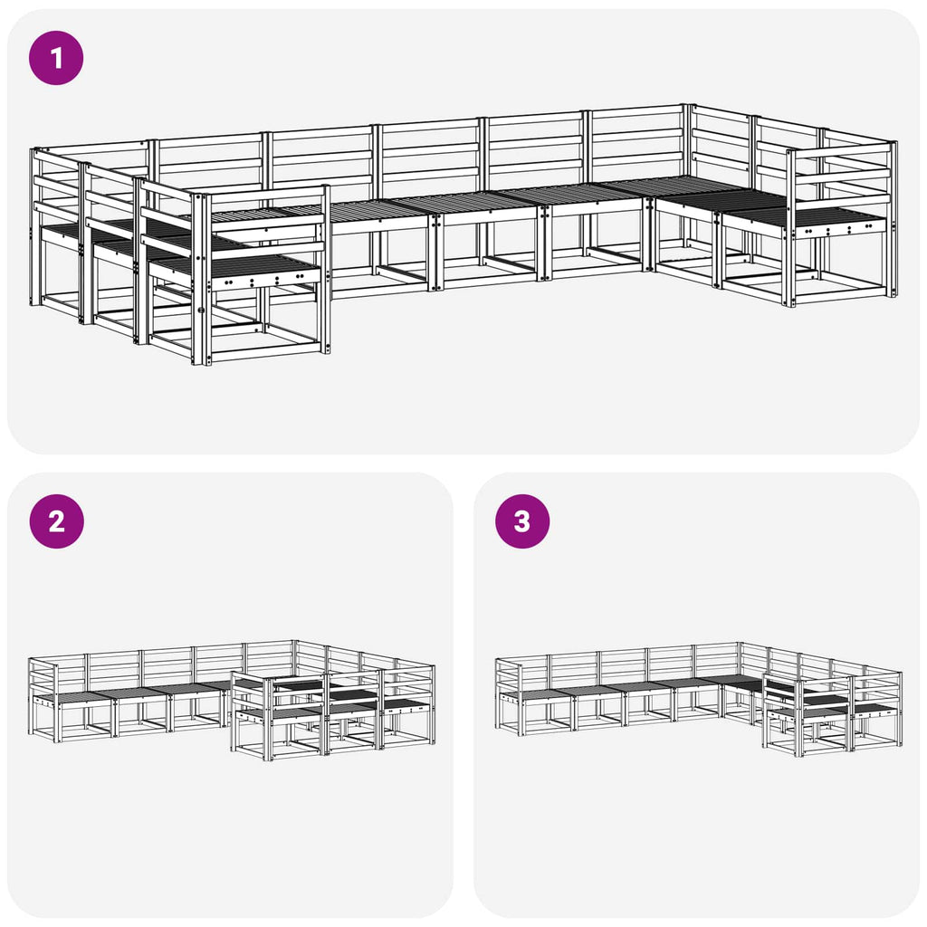 Outdoor-Sofagarnitur 10 pcs Weiß Massivholz Akazie