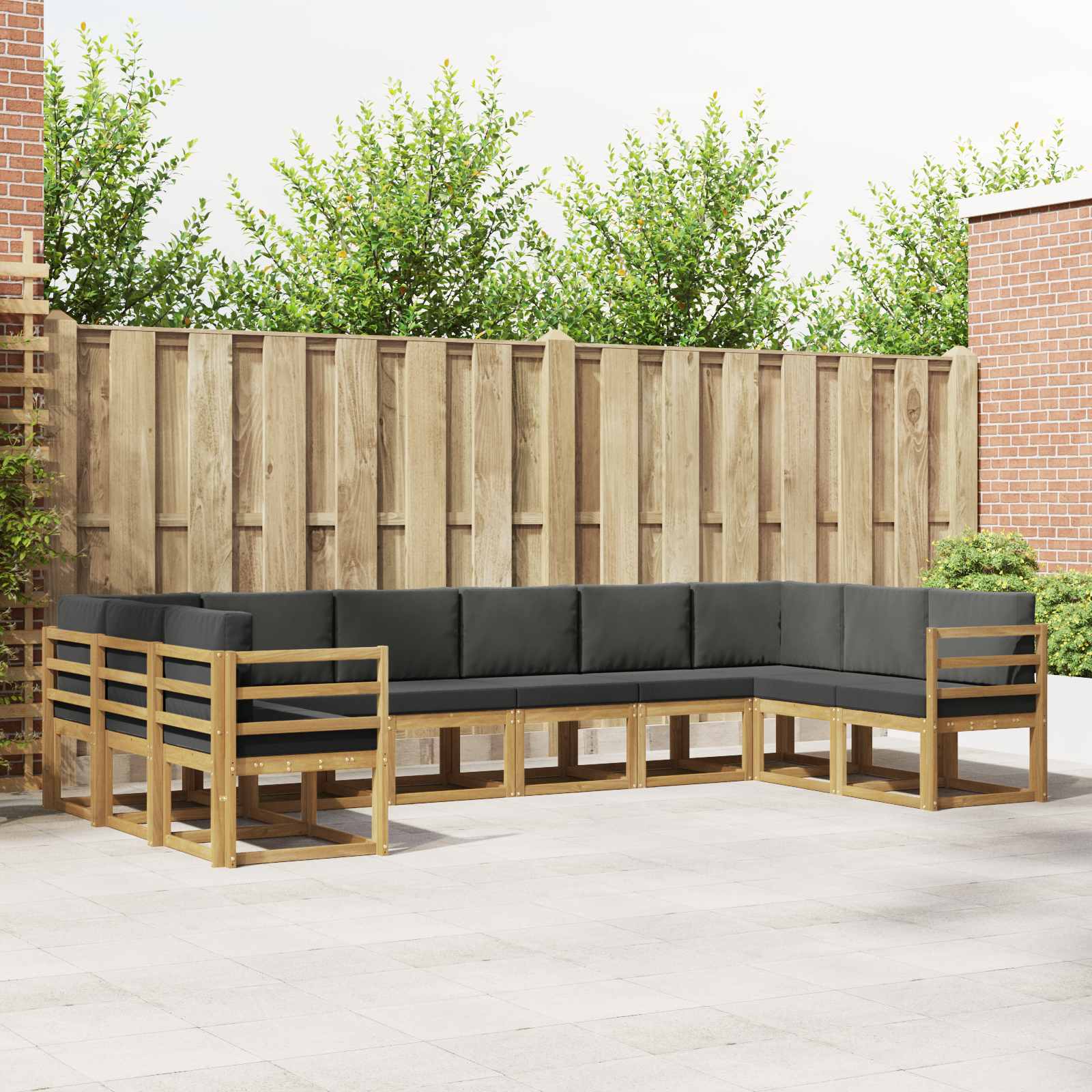 Outdoor-Sofagarnitur mit Kissen 10 pcs Weiß und Anthrazit