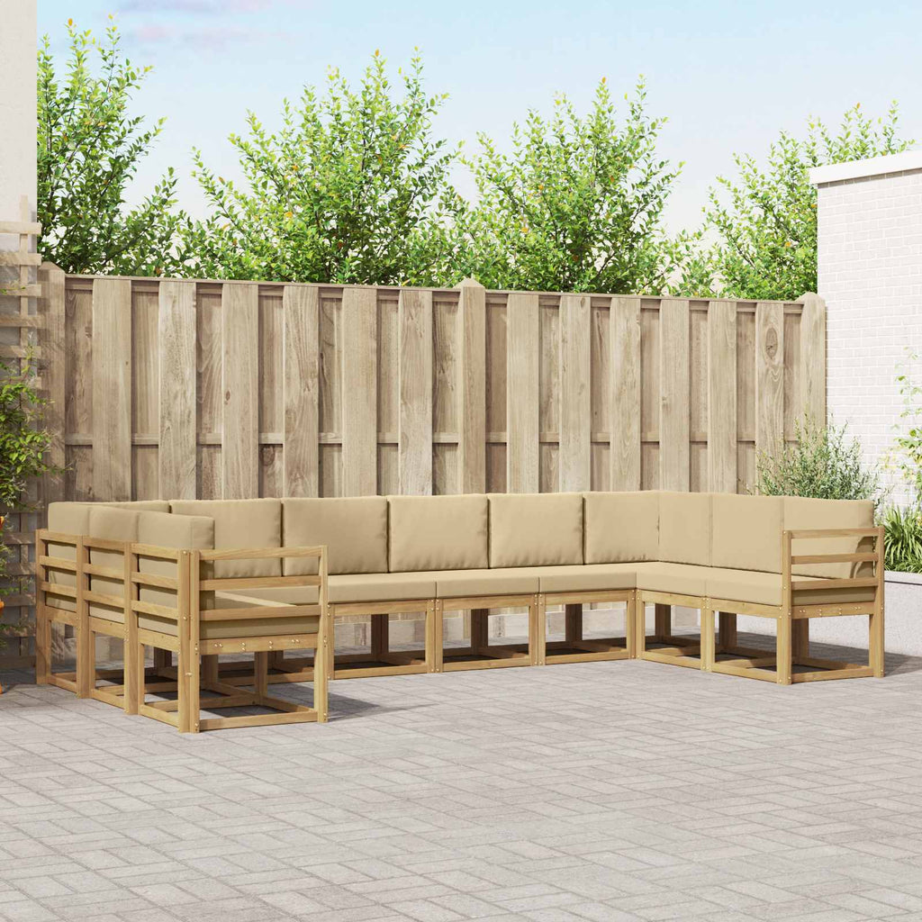 Outdoor-Sofagarnitur mit Kissen 10 pcs Weiß und Beige