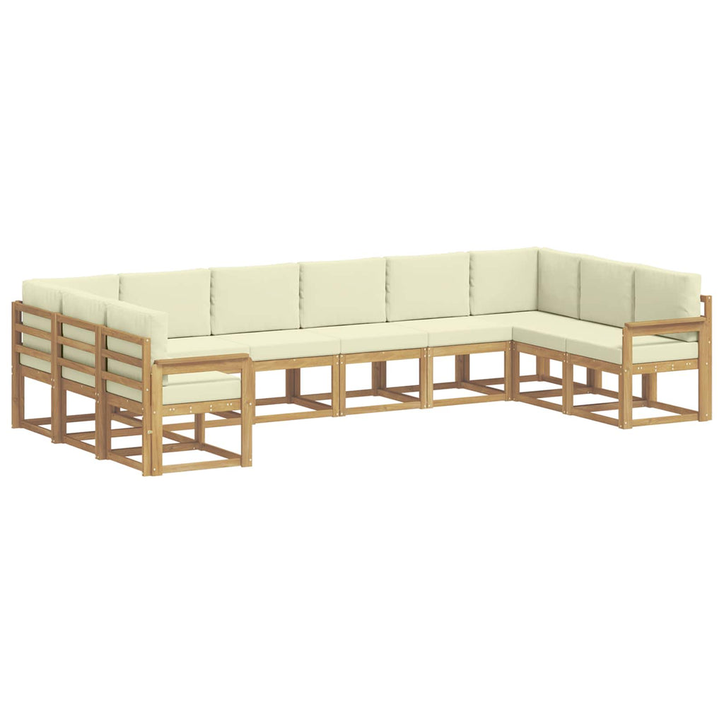 Outdoor-Sofagarnitur mit Kissen 10 pcs Weiß und Creme