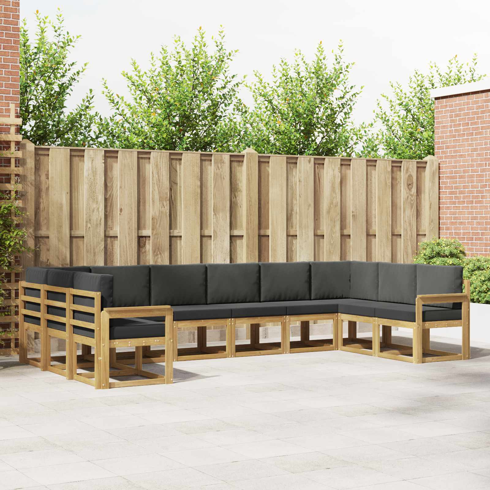 Outdoor-Sofagarnitur mit Kissen 10 pcs Weiß und Anthrazit