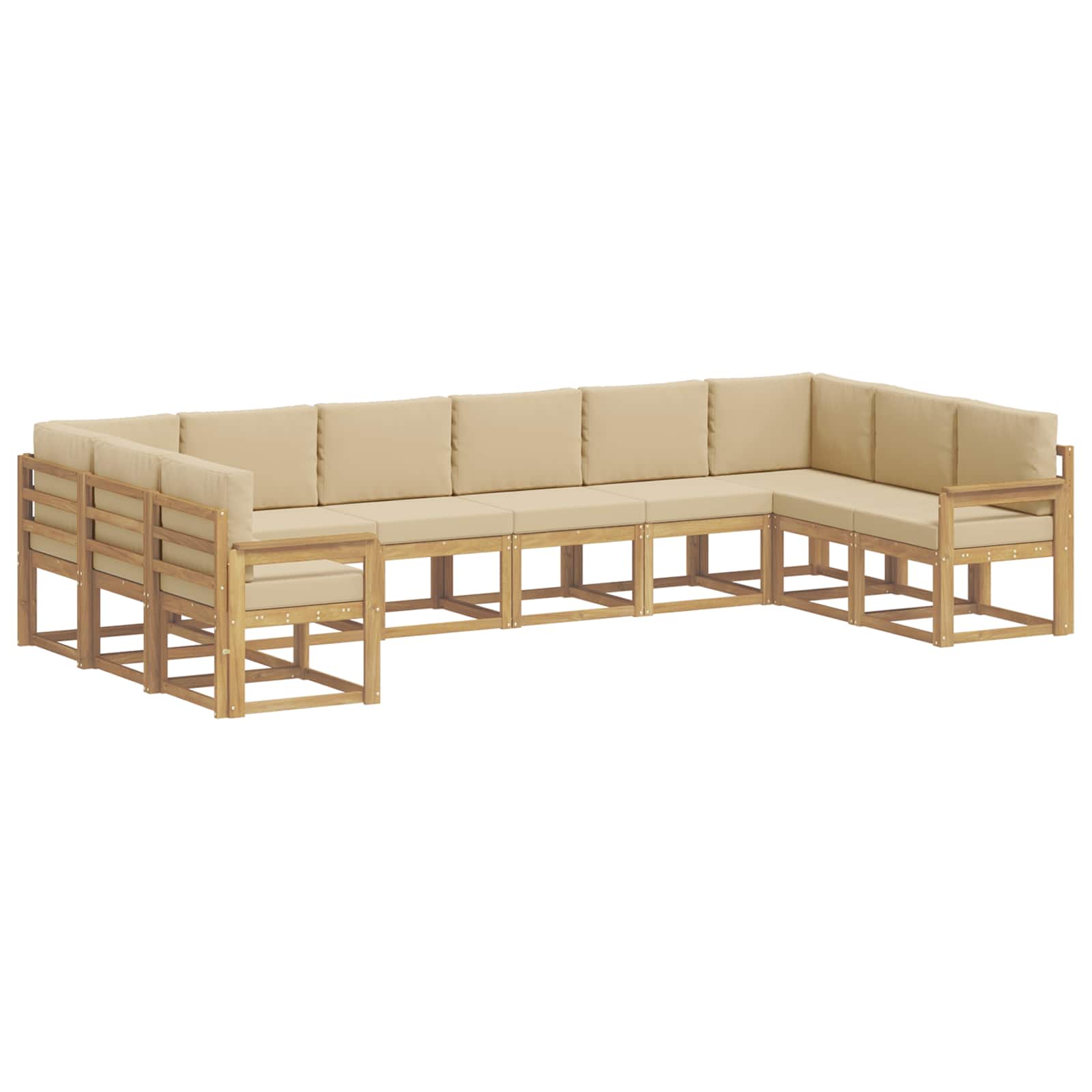 Outdoor-Sofagarnitur mit Kissen 10 pcs Weiß und Beige