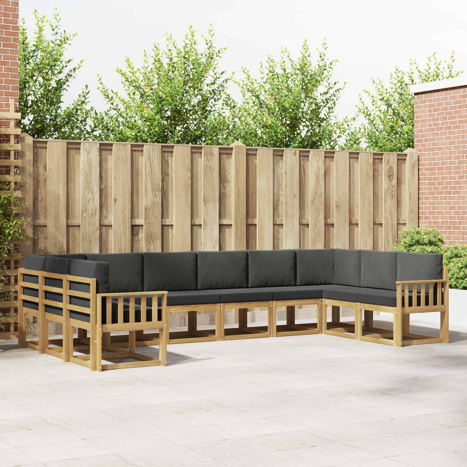 Outdoor-Sofagarnitur mit Kissen 10 pcs Weiß und Anthrazit