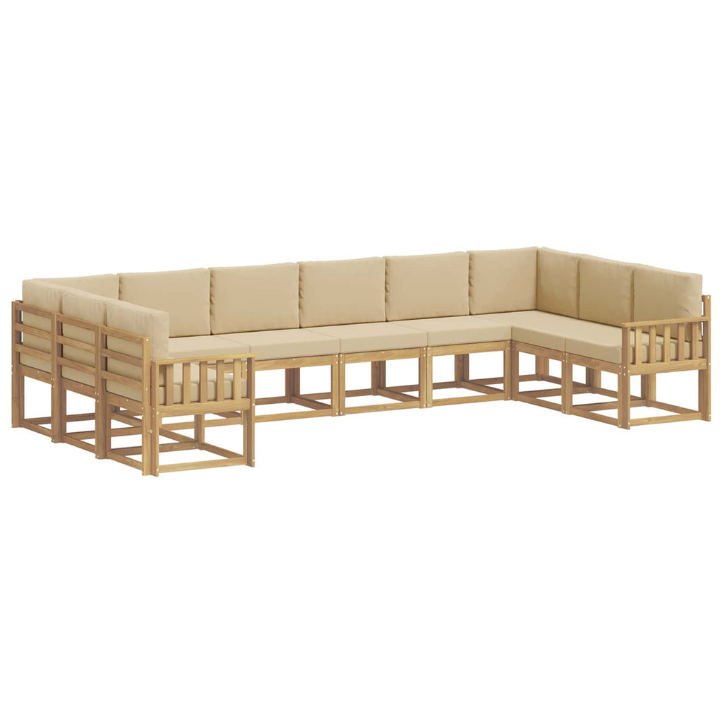 Outdoor-Sofagarnitur mit Kissen 10 pcs Weiß und Beige
