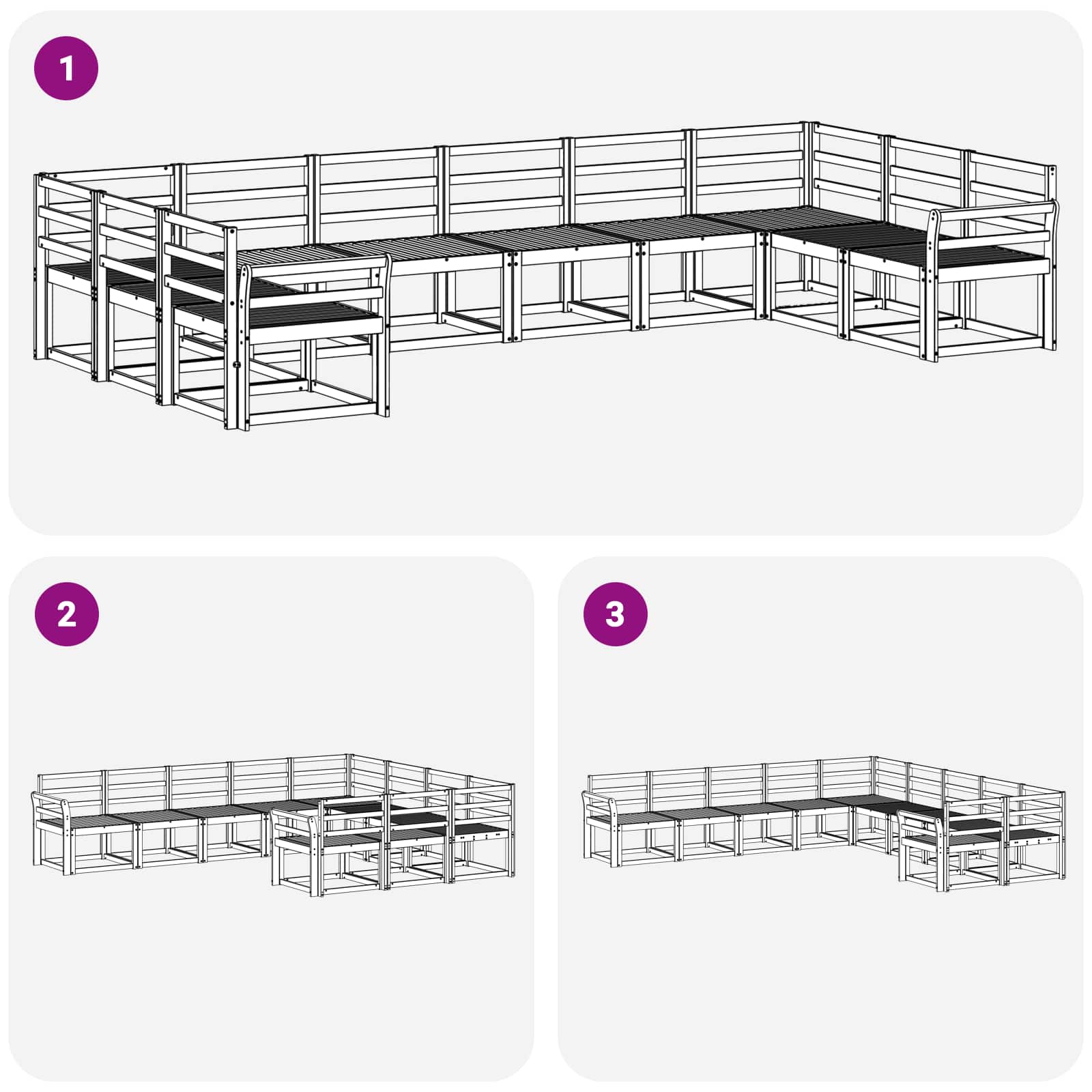 Outdoor-Sofagarnitur 10 pcs Weiß Massivholz Akazie