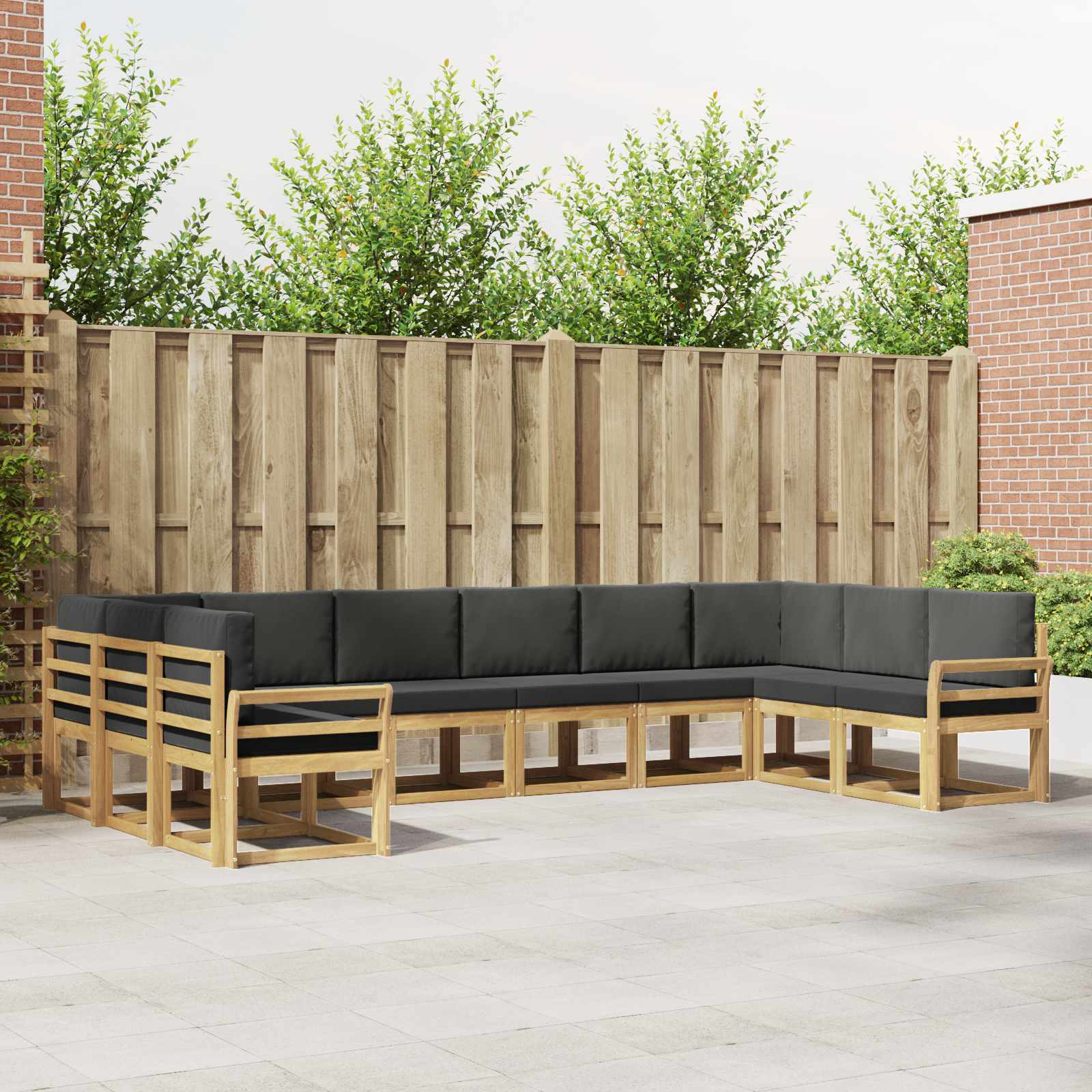 Outdoor-Sofagarnitur mit Kissen 10 pcs Weiß und Anthrazit