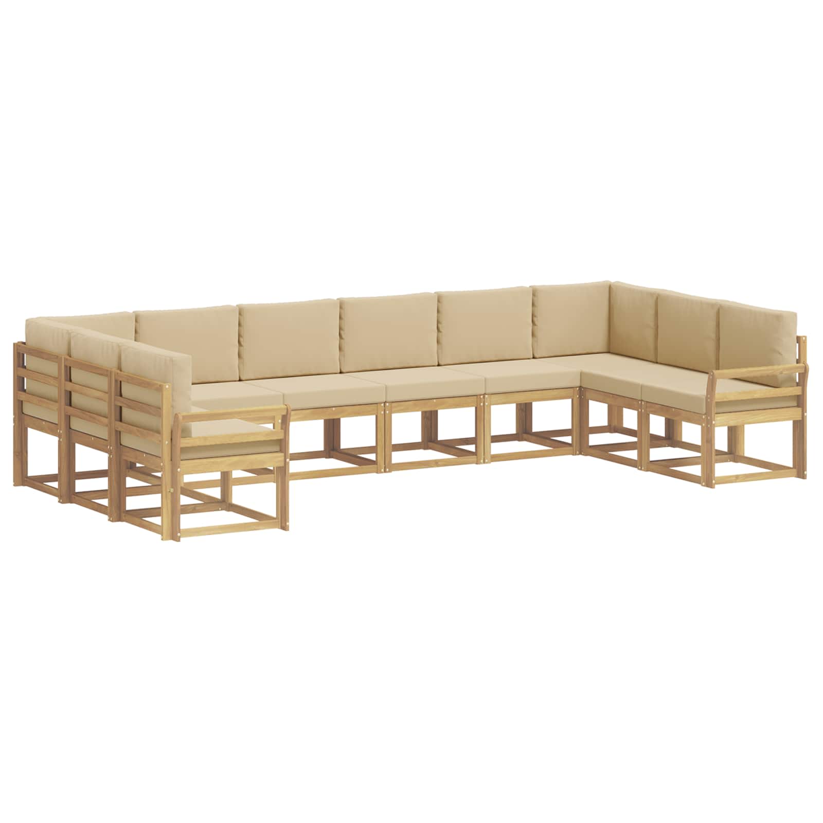 Outdoor-Sofagarnitur mit Kissen 10 pcs Weiß und Beige