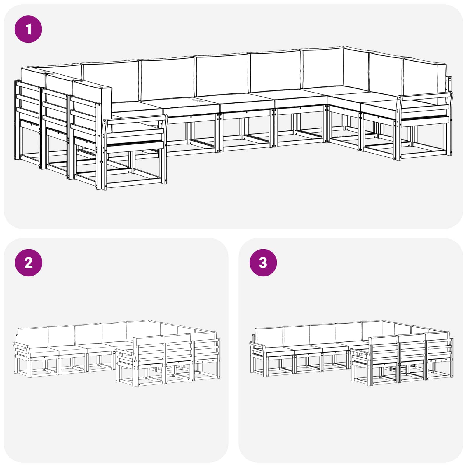 Outdoor-Sofagarnitur mit Kissen 10 pcs Weiß und Beige