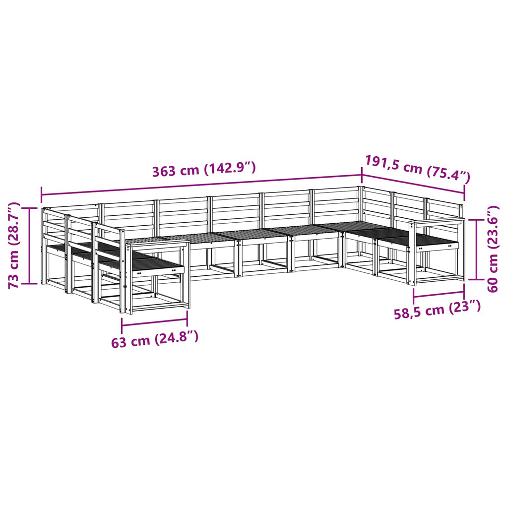 Outdoor-Sofagarnitur 10 pcs Weiß Massivholz Akazie