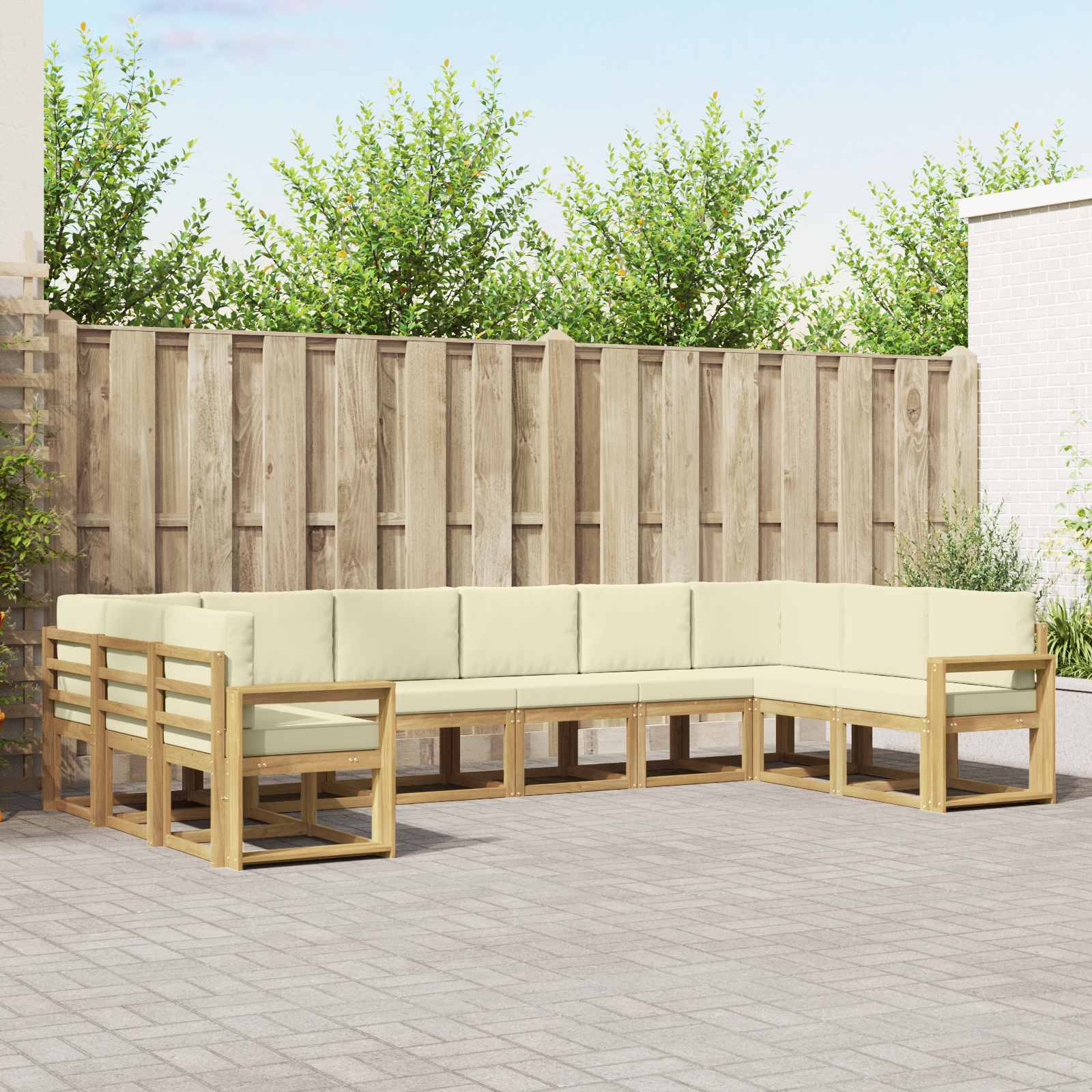 Outdoor-Sofagarnitur mit Kissen 10 pcs Weiß und Creme
