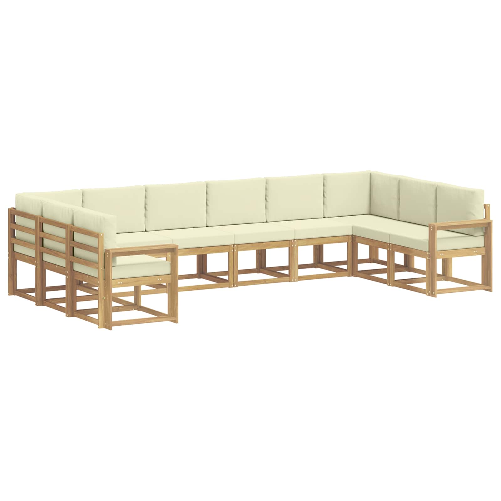 Outdoor-Sofagarnitur mit Kissen 10 pcs Weiß und Creme
