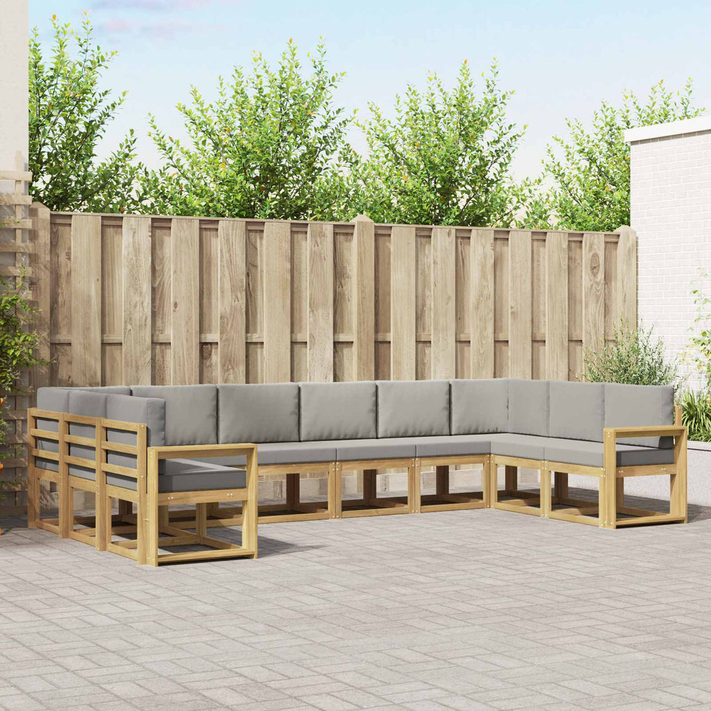 Outdoor-Sofagarnitur mit Kissen 10 pcs Weiß und Hellgrau