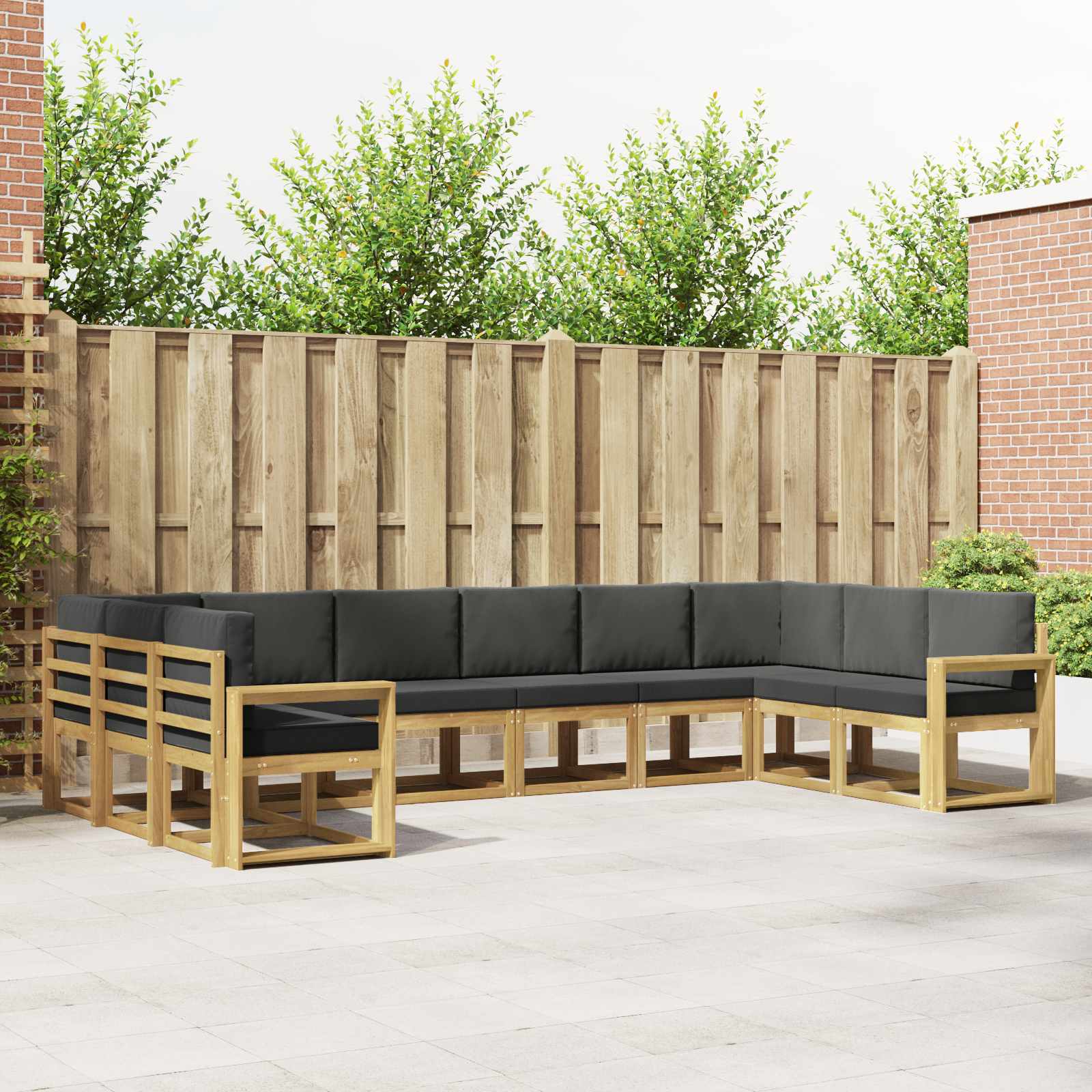 Outdoor-Sofagarnitur mit Kissen 10 pcs Weiß und Anthrazit