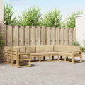 Outdoor-Sofagarnitur mit Kissen 10 pcs Weiß und Beige
