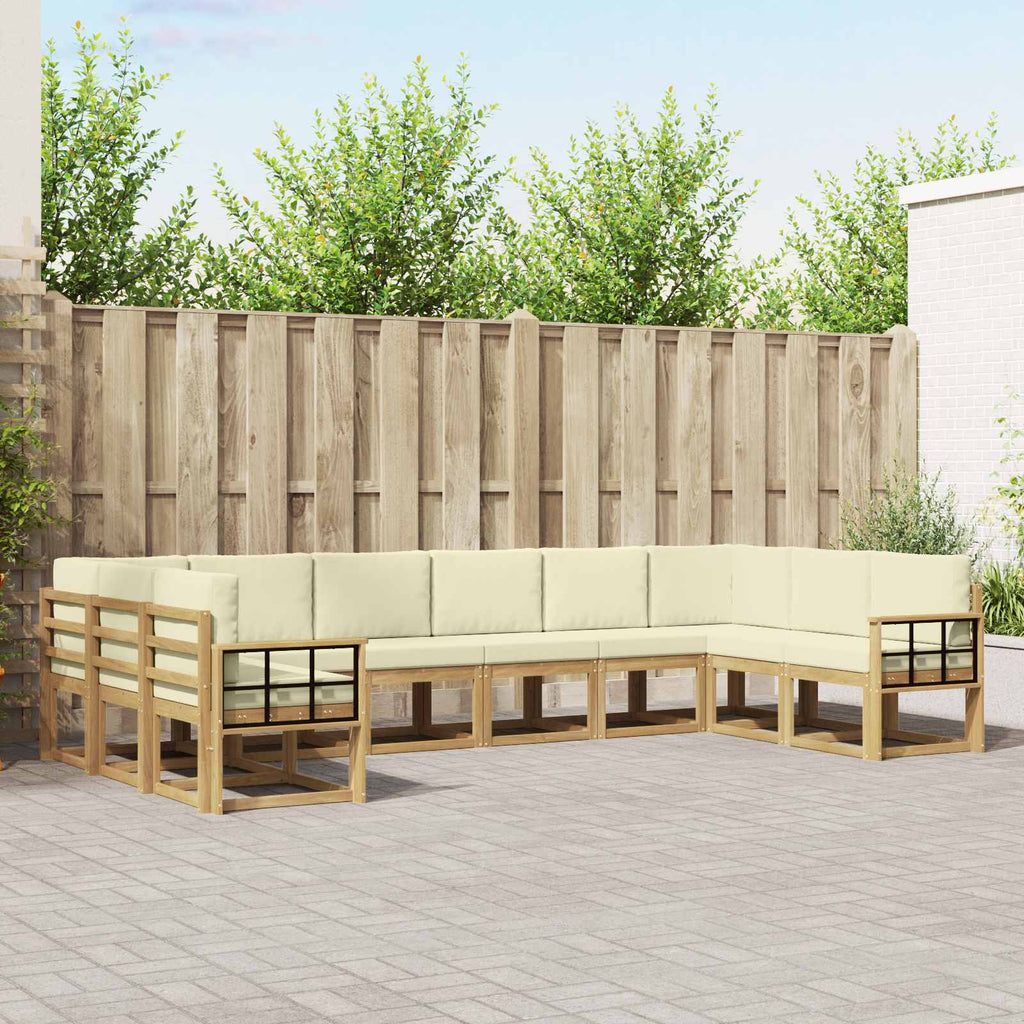 Outdoor-Sofagarnitur mit Kissen 10 pcs Weiß und Creme