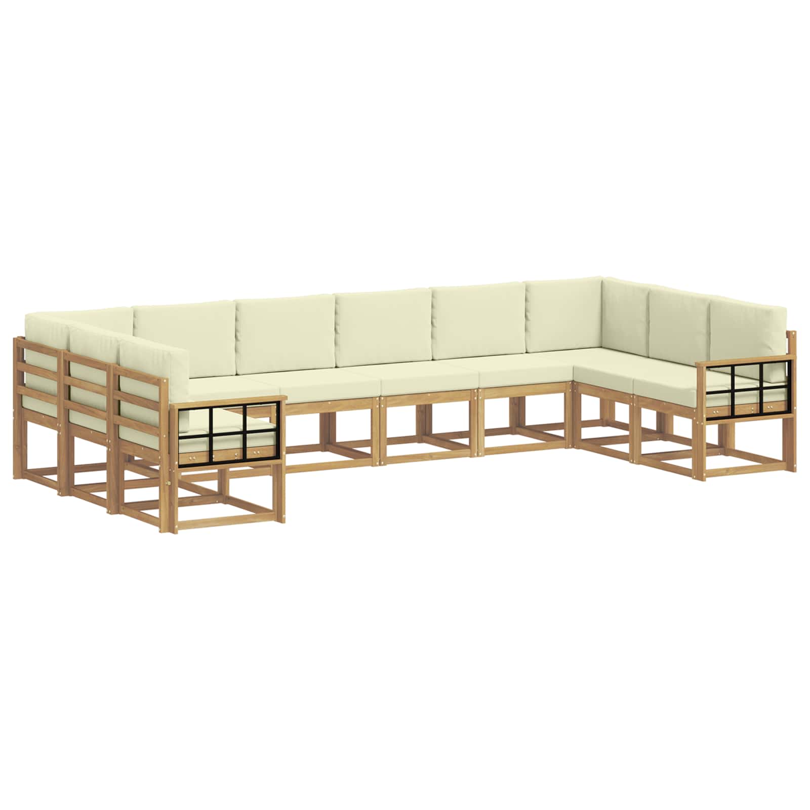 Outdoor-Sofagarnitur mit Kissen 10 pcs Weiß und Creme