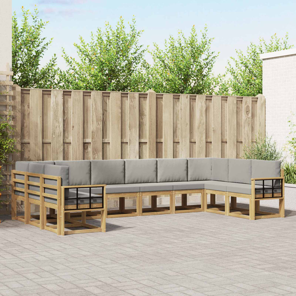 Outdoor-Sofagarnitur mit Kissen 10 pcs Weiß und Hellgrau