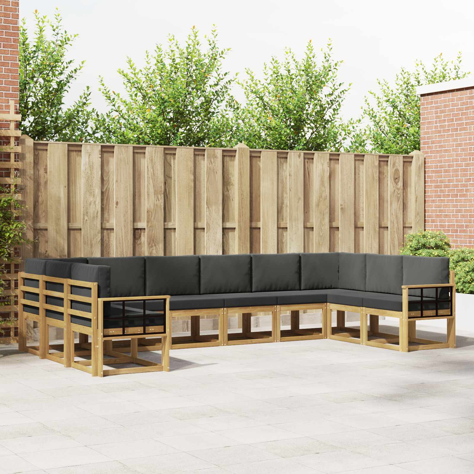 Outdoor-Sofagarnitur mit Kissen 10 pcs Weiß und Anthrazit