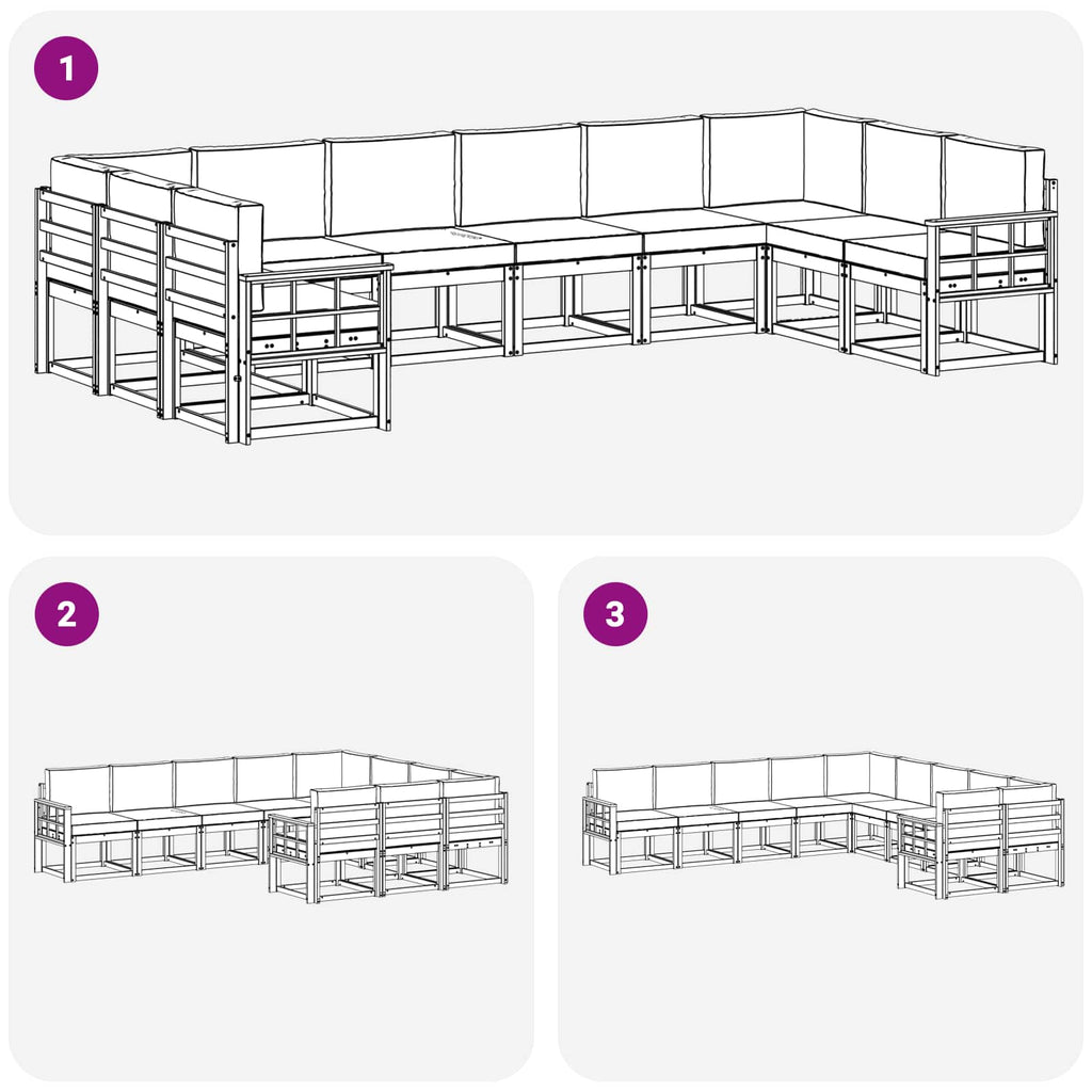 Outdoor-Sofagarnitur mit Kissen 10 pcs Weiß und Anthrazit