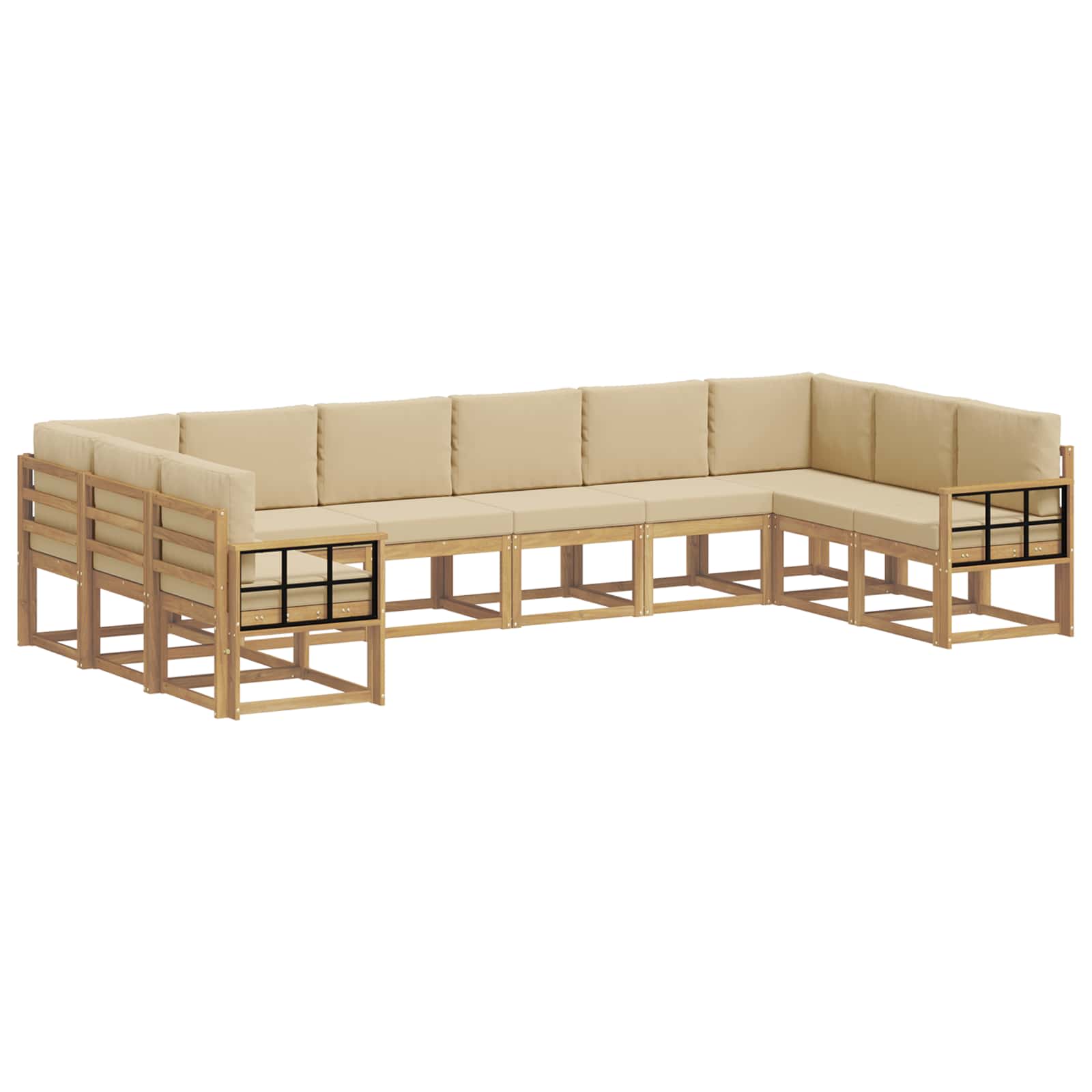 Outdoor-Sofagarnitur mit Kissen 10 pcs Weiß und Beige