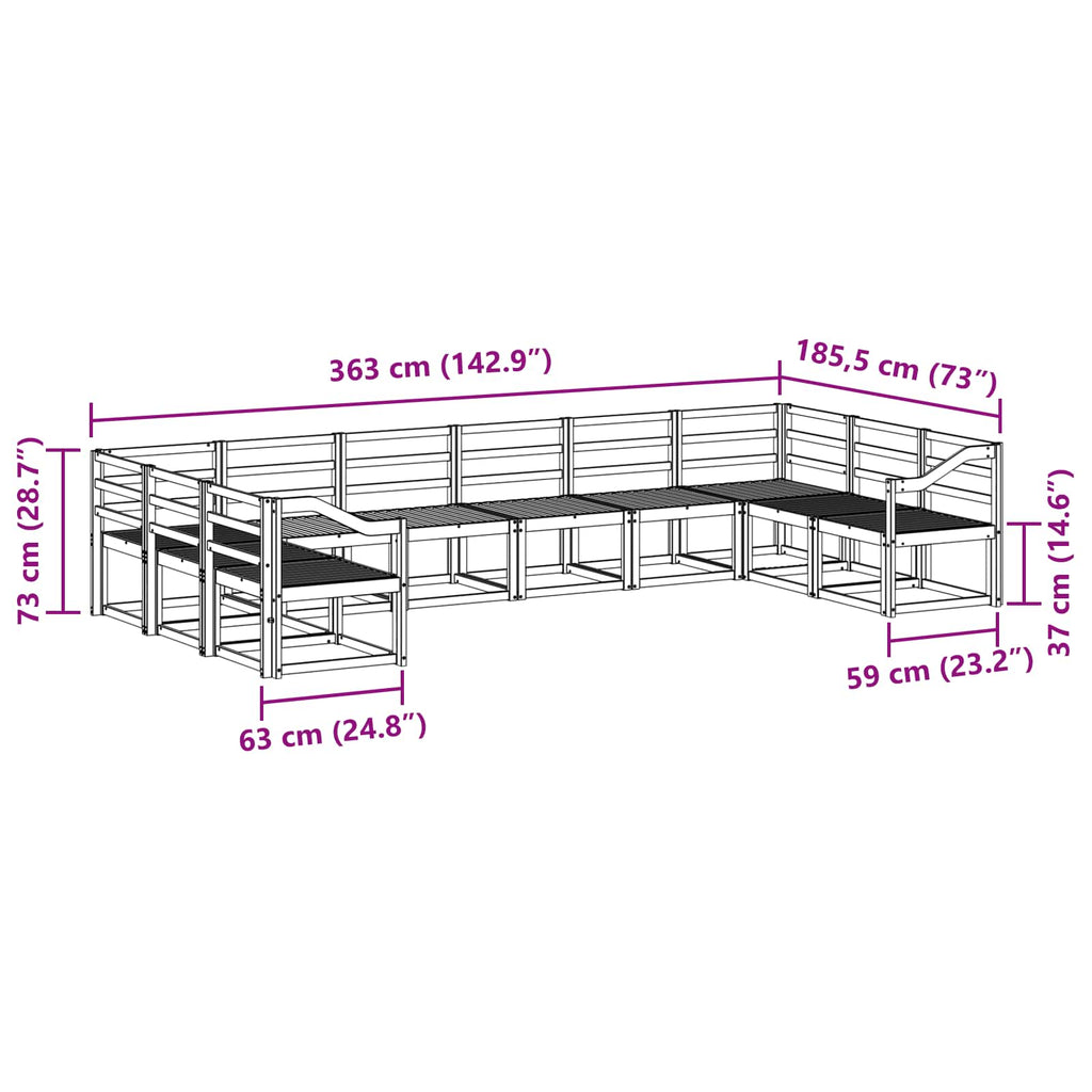 Outdoor-Sofagarnitur 10 pcs Weiß Massivholz Akazie