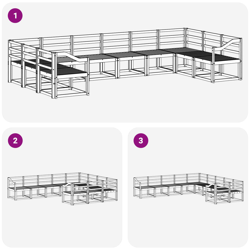 Outdoor-Sofagarnitur 10 pcs Weiß Massivholz Akazie
