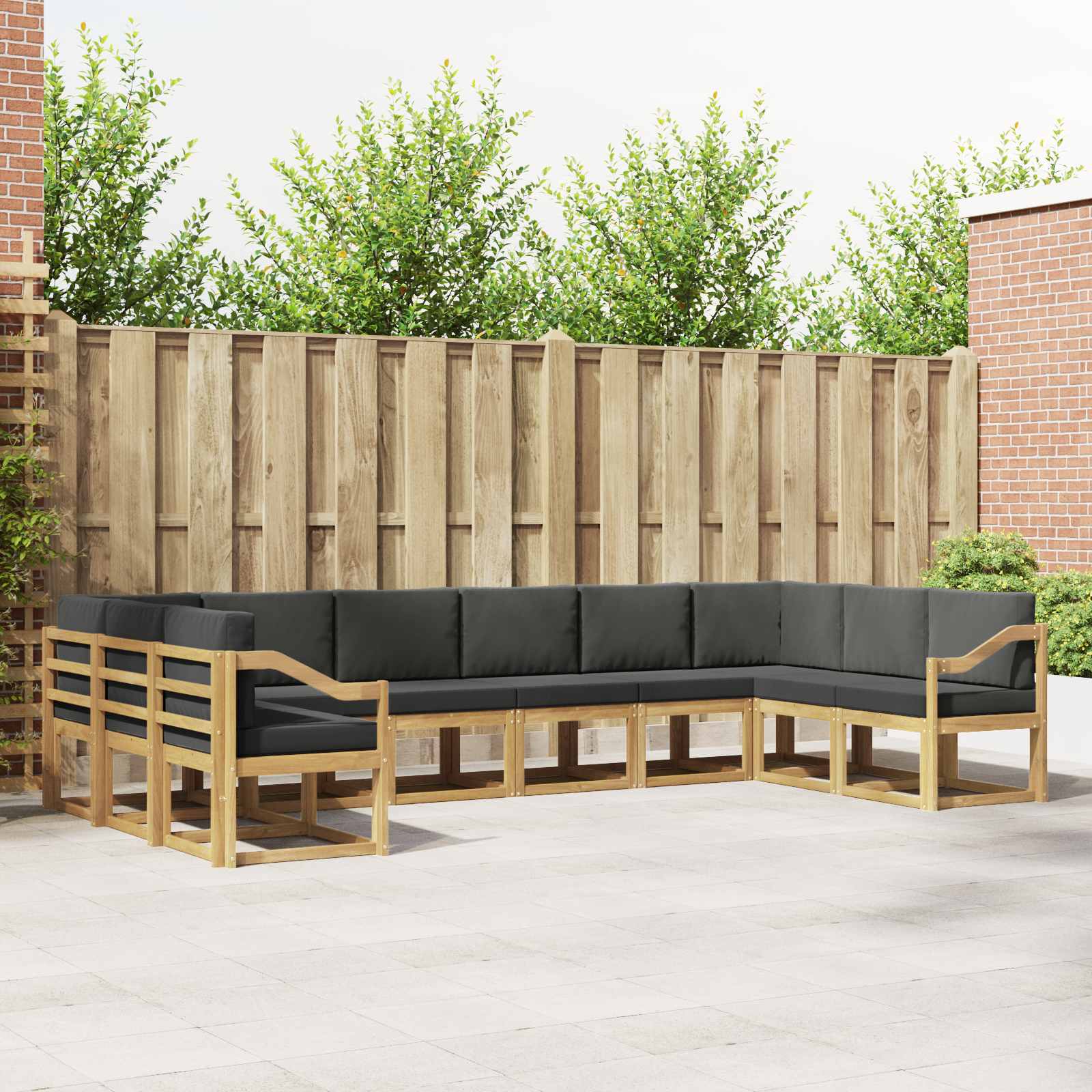 Outdoor-Sofagarnitur mit Kissen 10 pcs Weiß und Anthrazit