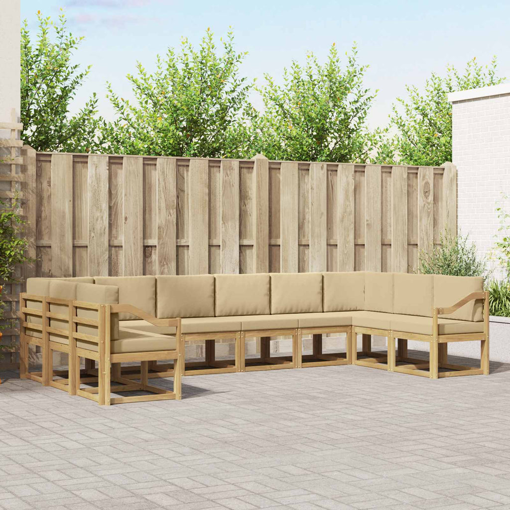 Outdoor-Sofagarnitur mit Kissen 10 pcs Weiß und Beige