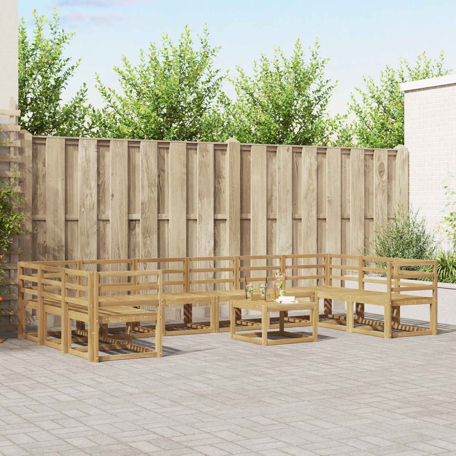 Outdoor-Sofagarnitur 11 pcs Weiß Massivholz Akazie