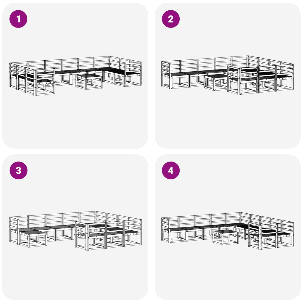 Outdoor-Sofagarnitur 11 pcs Weiß Massivholz Akazie