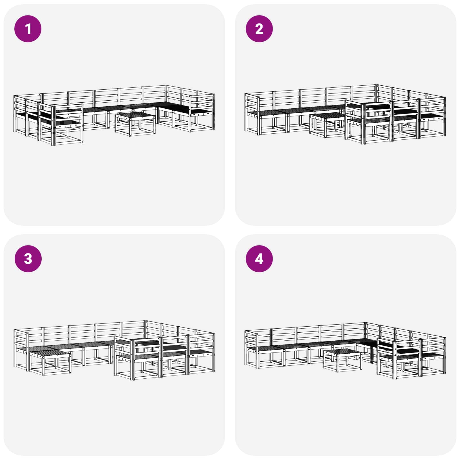 Outdoor-Sofagarnitur 11 pcs Weiß Massivholz Akazie