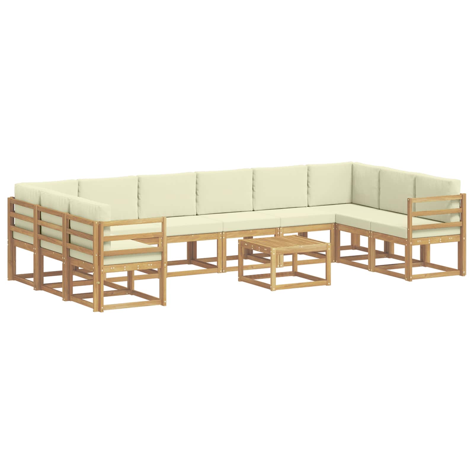Outdoor-Sofagarnitur mit Kissen 11 pcs Weiß und Creme