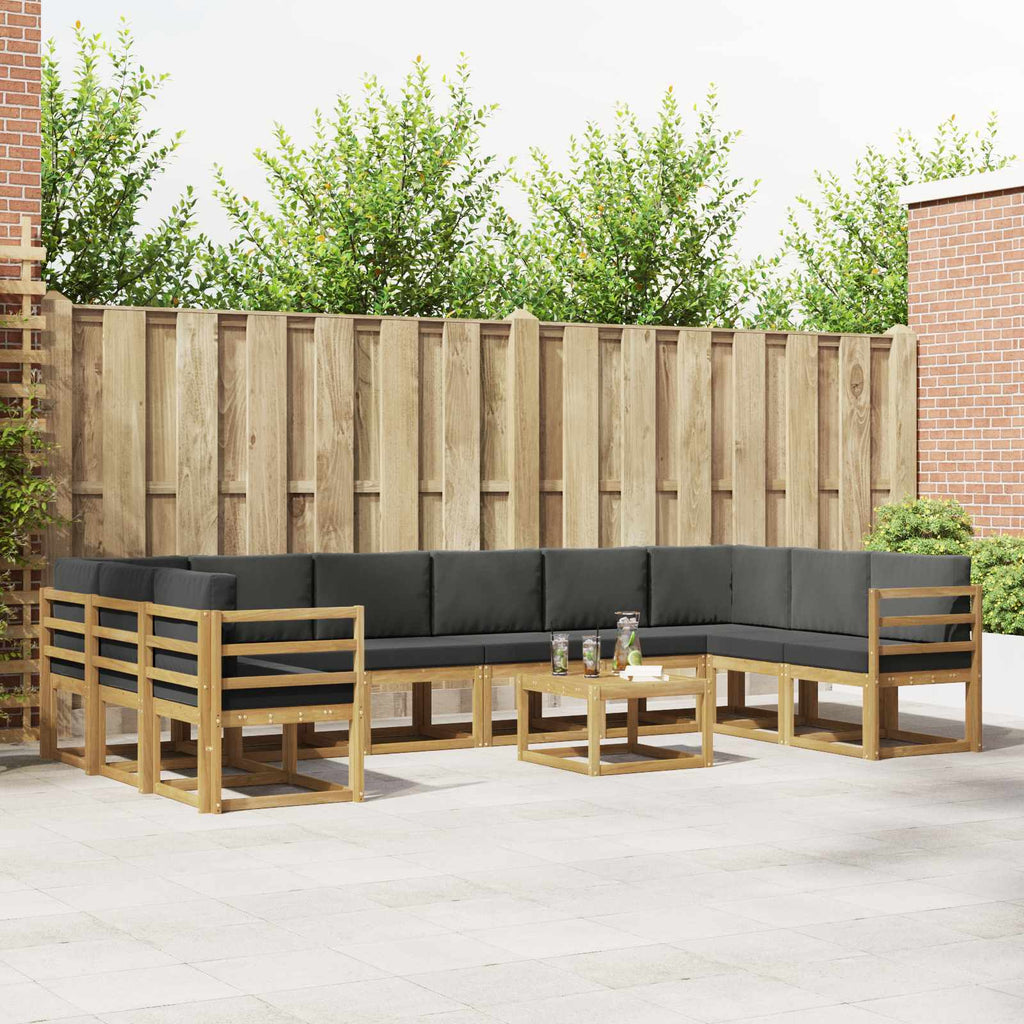 Outdoor-Sofagarnitur mit Kissen 11 pcs Weiß und Anthrazit